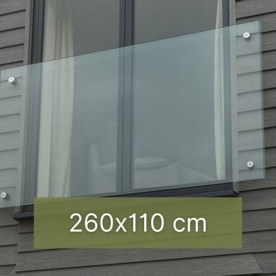 Juliet-Balkonsystem mit Glasadaptern 260 x 110 cm